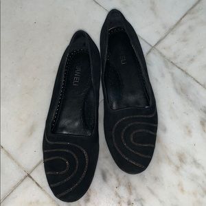 VANELI Black Suede Flats with beading